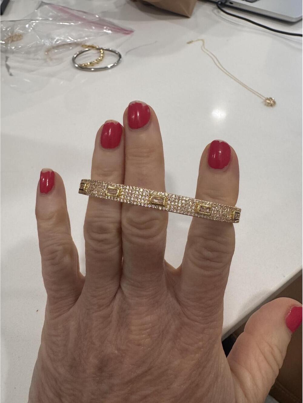 Frieda Rothman gold plated with pave bangle